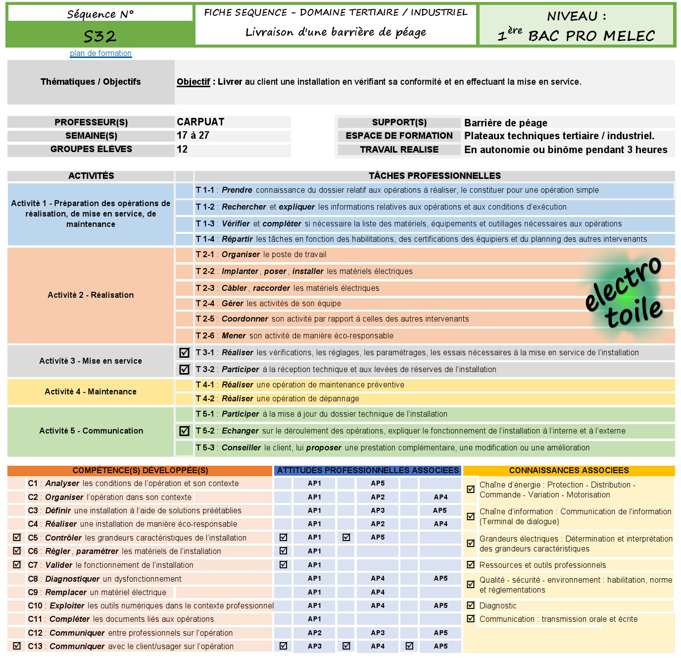 Cliquer pour agrandir Fiche descriptive TP livraison au client d'une barrière de péage