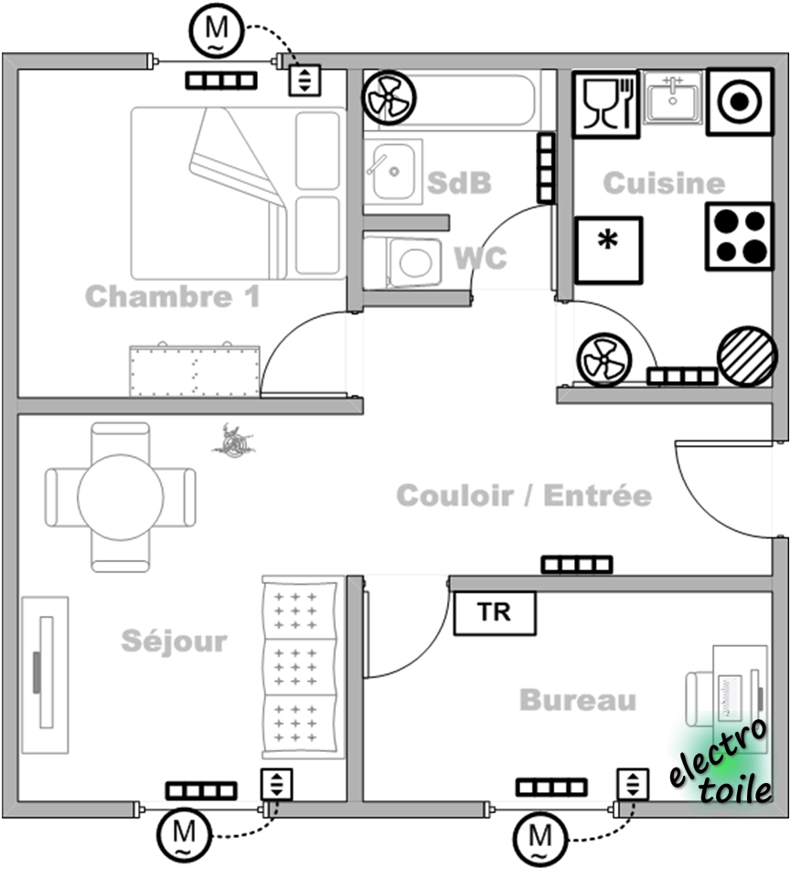 plan architectural de l'appartement type F3