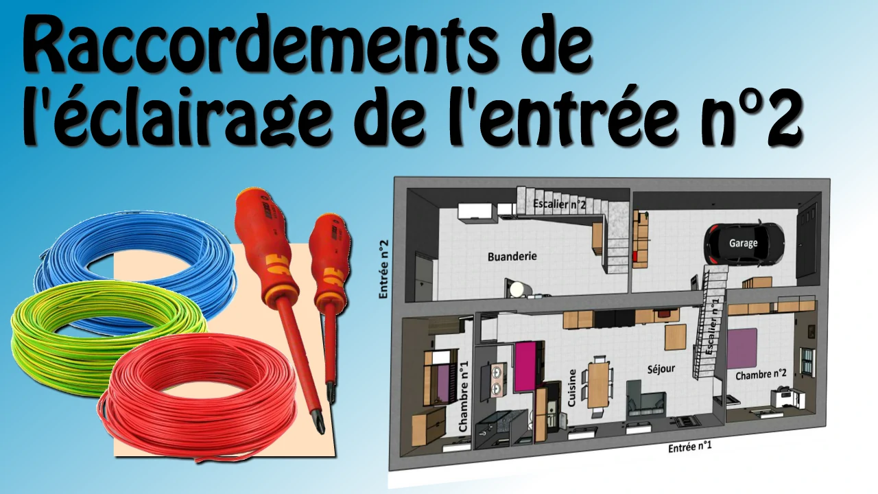 chantier de réalisation de l'éclairage de l'entrée d'une maison avec de l'appareillage apparent de type Plexo