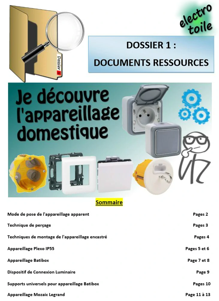 document ressource permettant de réaliser l'activité de découverte du matériel électrique dans l'habitat