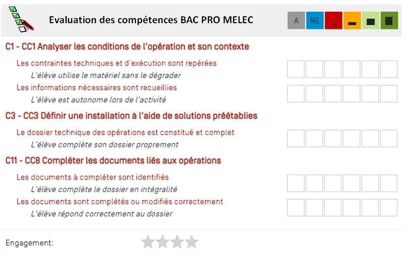 Grille d'évaluation des compétences sous Cpro pour la seconde BAC PRO TNE