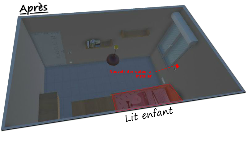 présentation de la chambre 1 apres les travaux de modification
