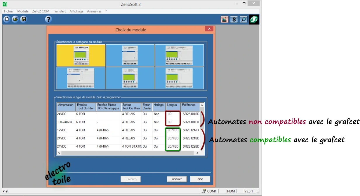 quel automate zelio est compatible FBD ?