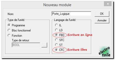 module CFC ou FBD sous codesys porte logique