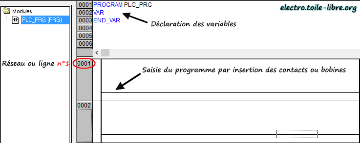 barre des tùches insérer un contact ladder avec codesys v2.3