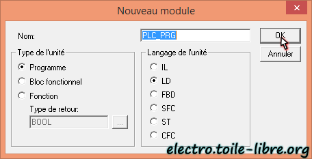 Choix du langage de programmation ladder, grafcet, bloc fonctionnel, sous codesys