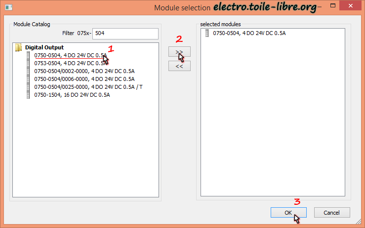 module de sorties digitales Choisir le module de sorties digitales 750-504
