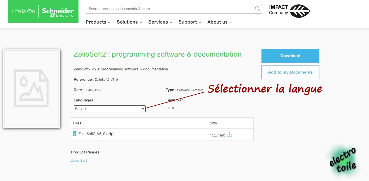 choisir la langue du logiciel zelio soft 2