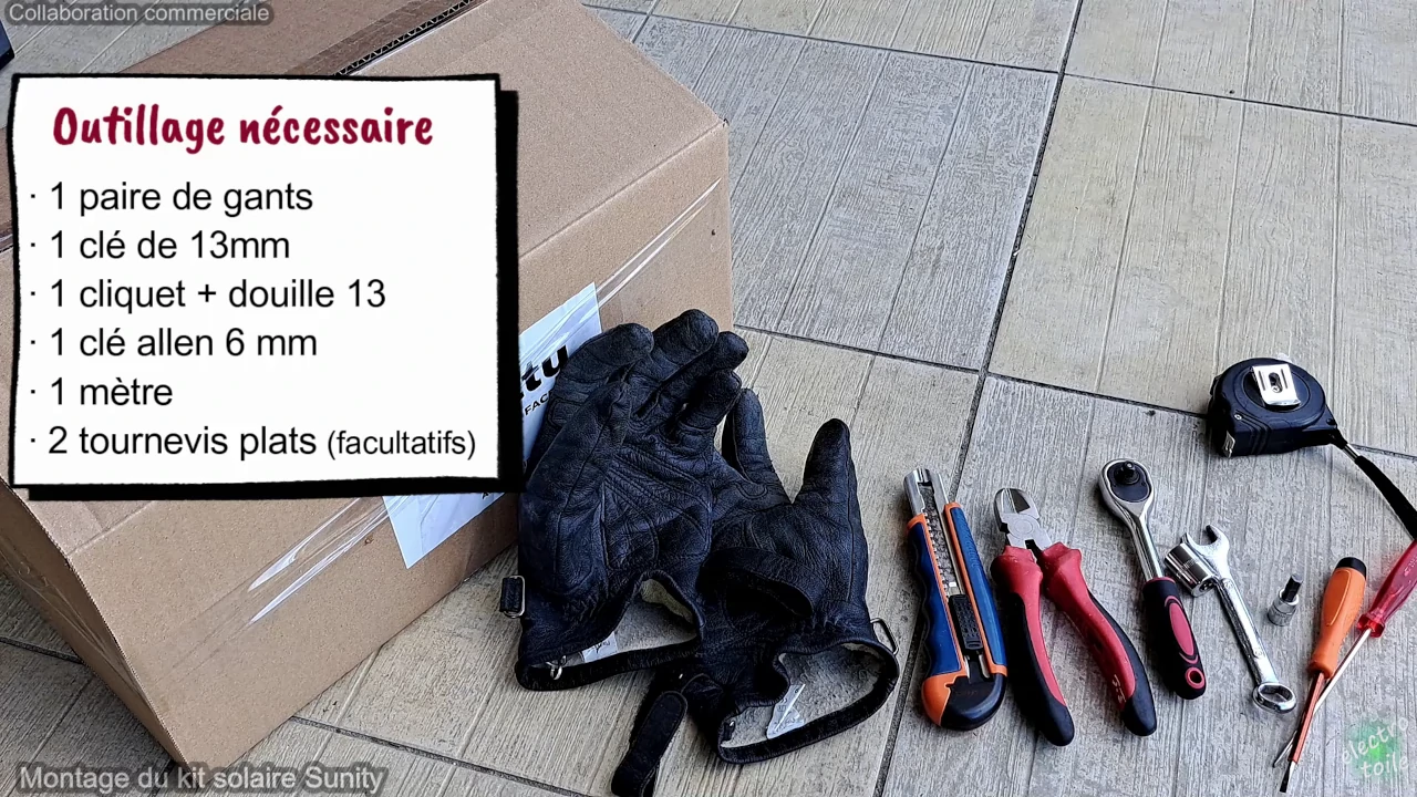 quel est l'outillage nécessaire pour assembler le kit solaire sunity ?