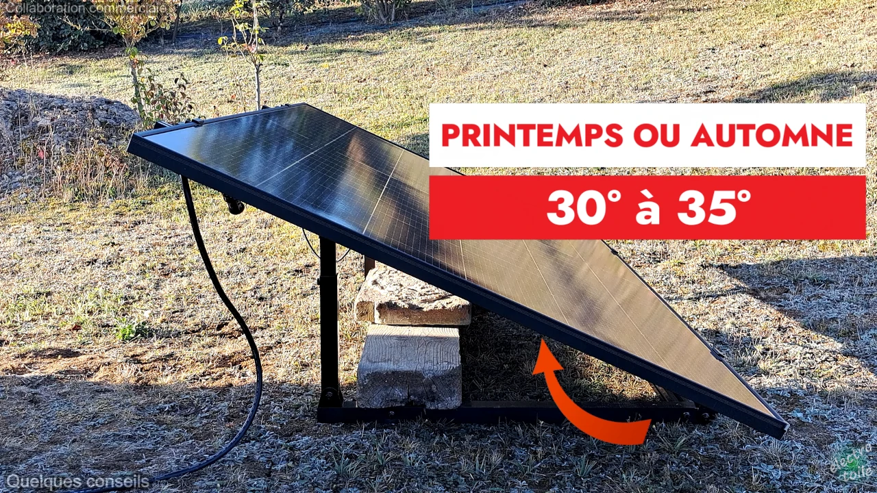 comment régler l'angle d'inclinaison d'un panneau solaire posé au sol en automne ou au printemps ?