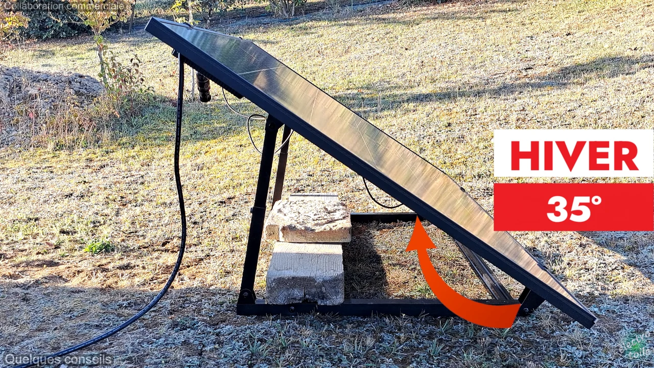 comment régler l'angle d'inclinaison d'un panneau solaire posé au sol en hiver ?
