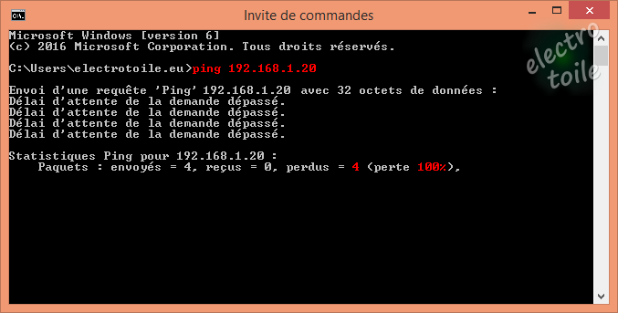 Ping erreur de communication Ping erreur de communication