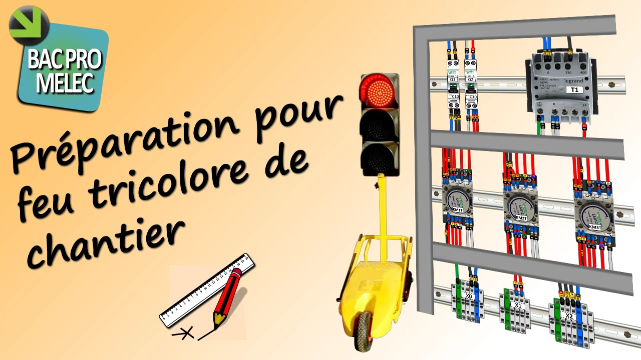 Préparation d'une armoire pour feu tricolore de chantier routier