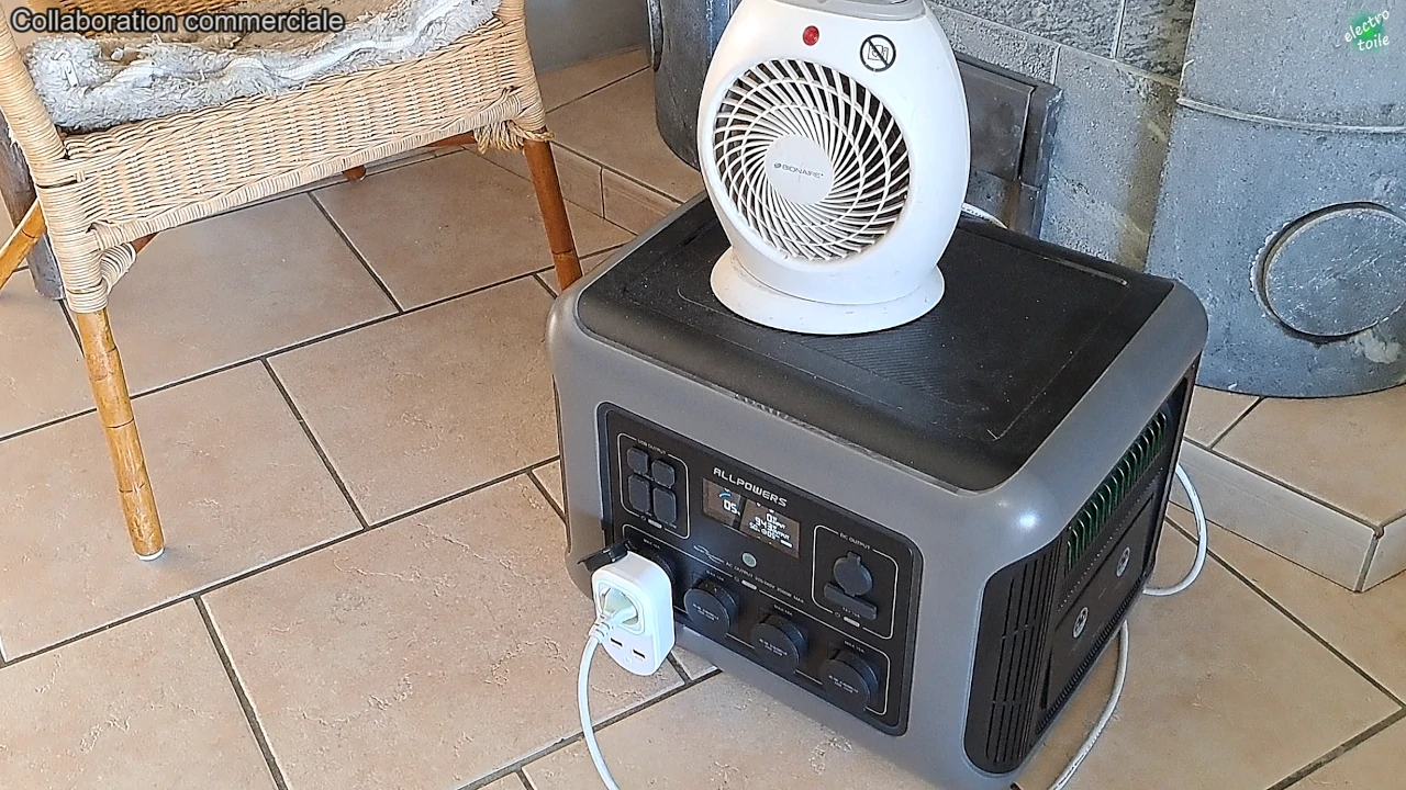 alimentation d'un radiateur avec la station d'énergie R2500 allpowers