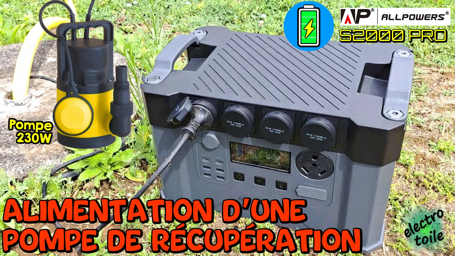 la station d'énergie S2000 Pro peut alimenter un vide cave pour pomper l'eau