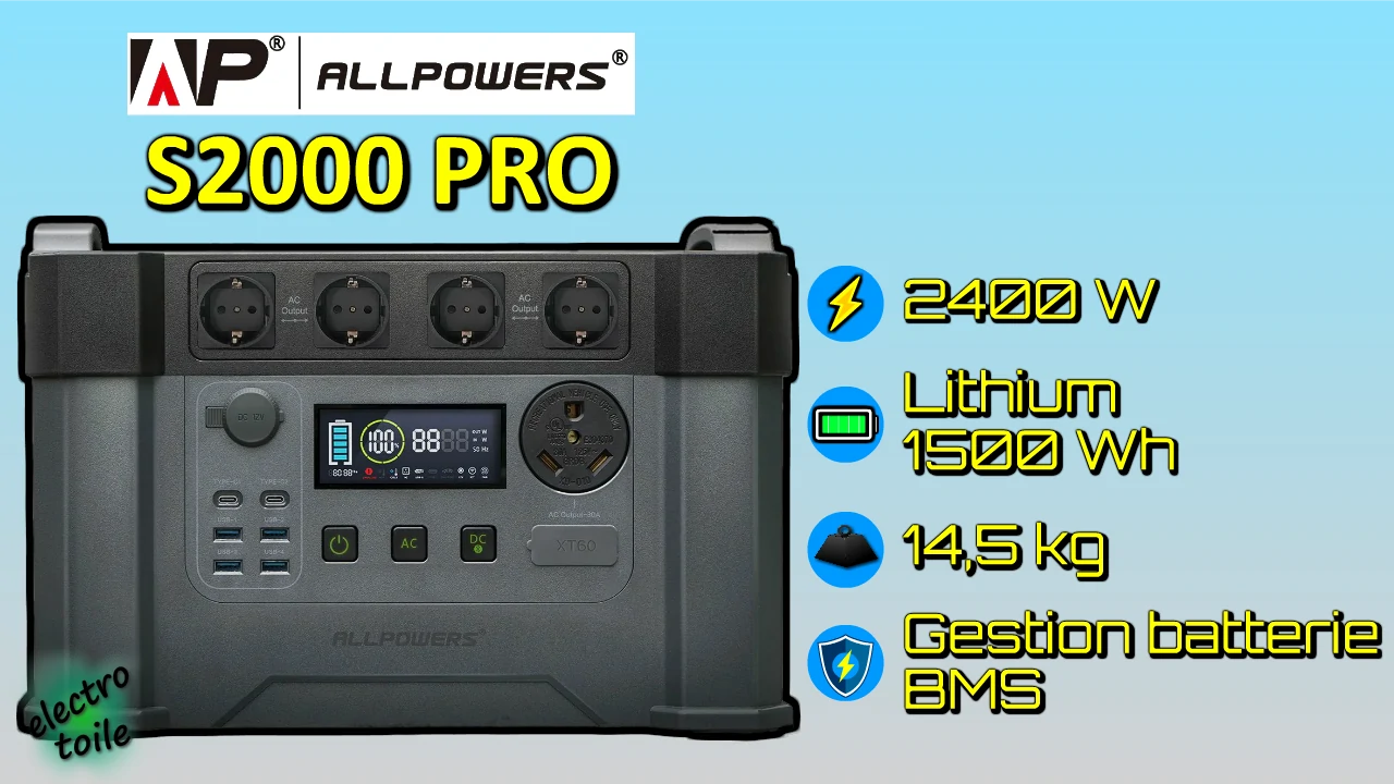 caractéristiques techniques de la station d'énergie AllPowers S2000 Pro