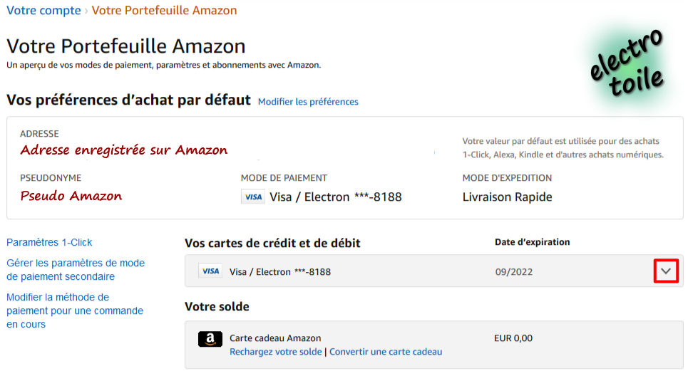 Paiement par carte bleu sur Amazon
