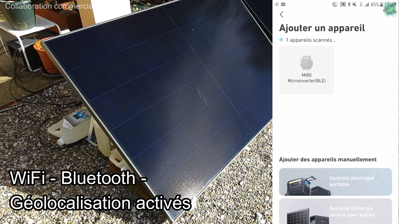 ajout du micro-onduleur en bluetooth sur l'application mobile Anker