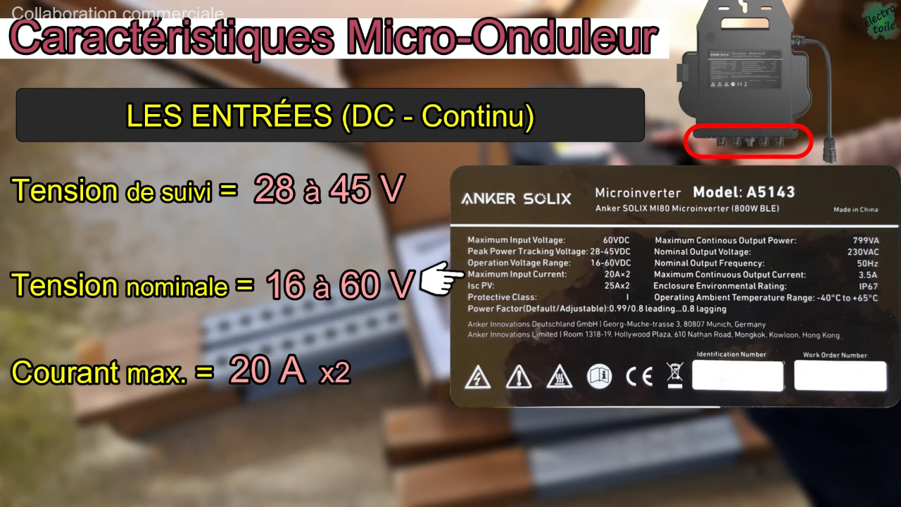 caractéristiques techniques du micro onduleur anker