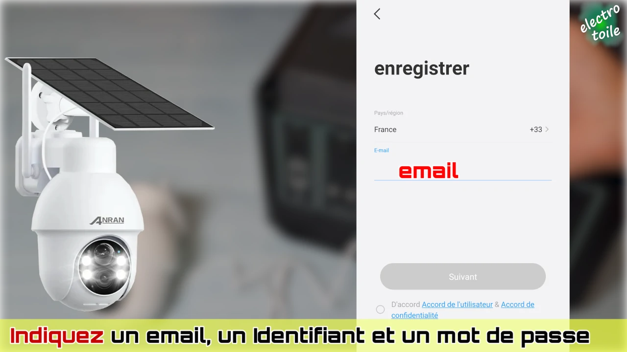 créer un compte sur l'application Anran