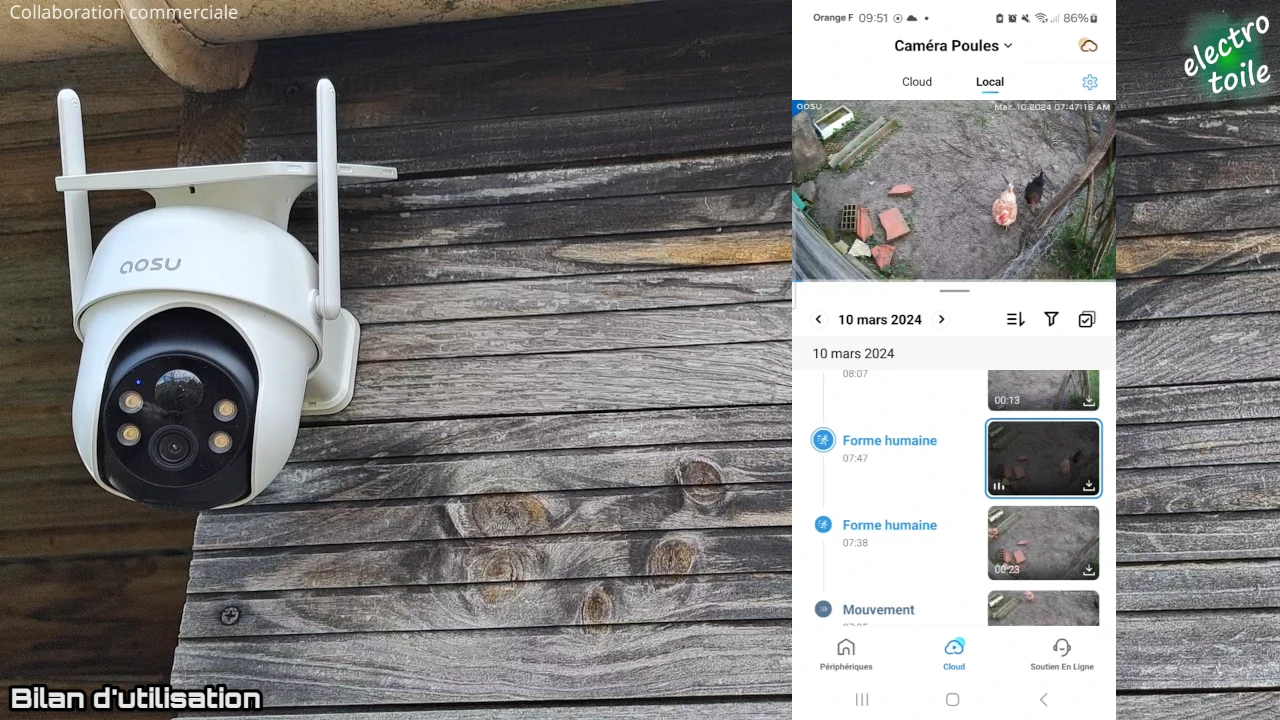 algorithme pour la détection des mouvements humains du kit de vidéo surveillance aosu