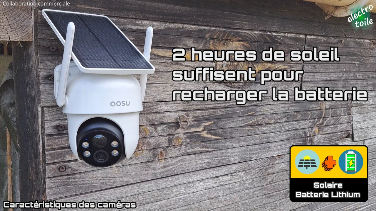 caméra aosu solaire avec panneau photovoltaïque et batterie interne