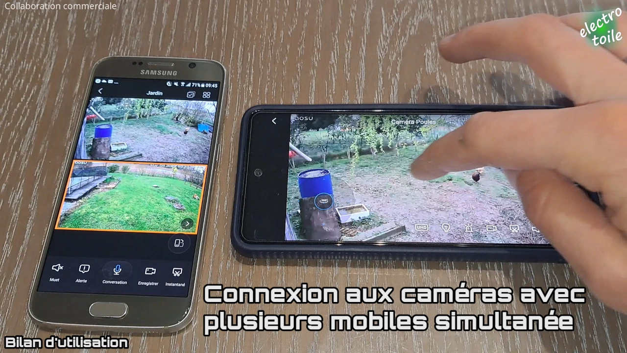 connexion simultannée de plusieurs smartphone sur l'application de vidéosurveillance aosu 