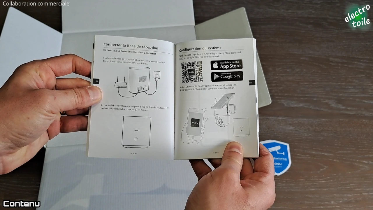 une notice en français est incluse dans le kit de vidéosurveillance aosu
