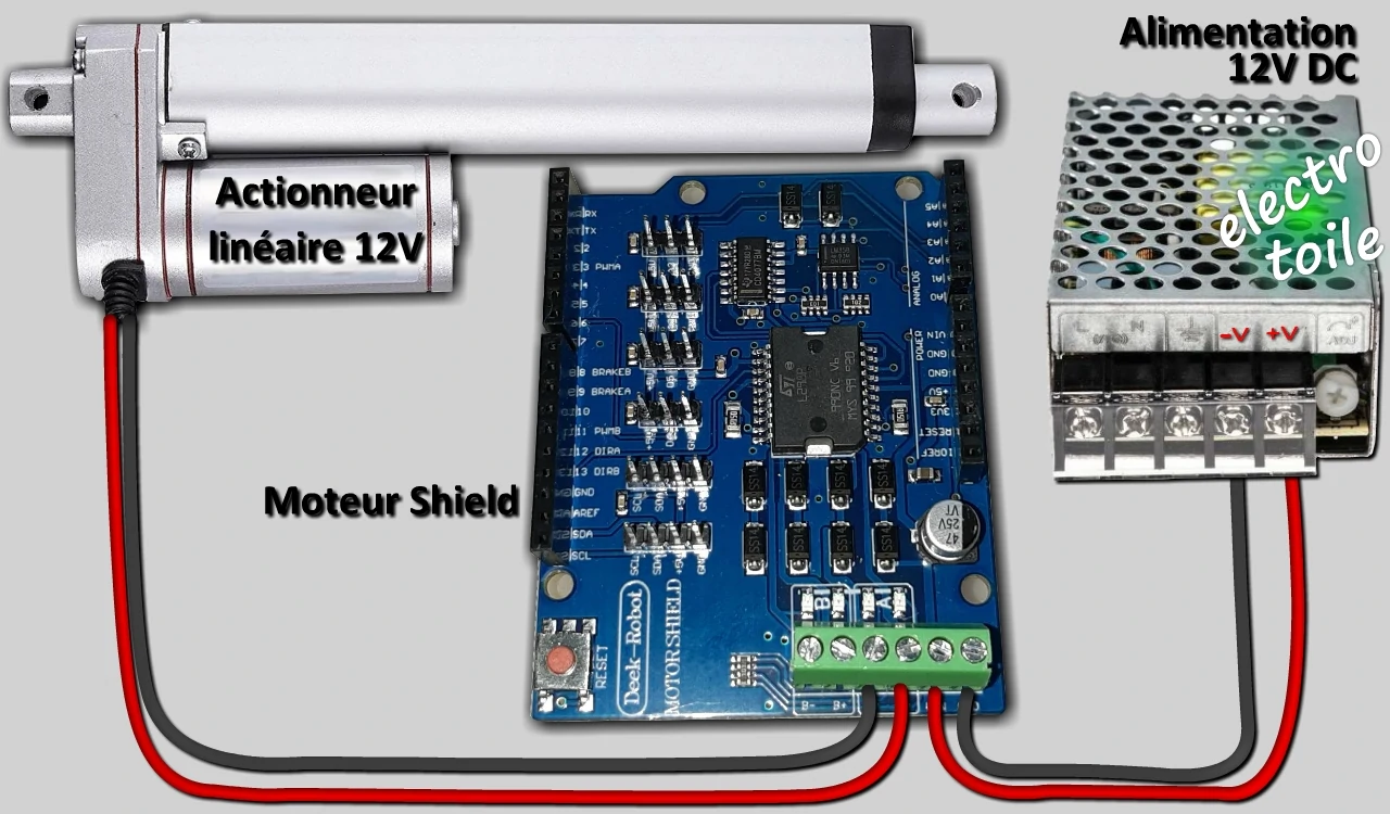 Branchement de l'actionneur linéaire électrique sur shield motor