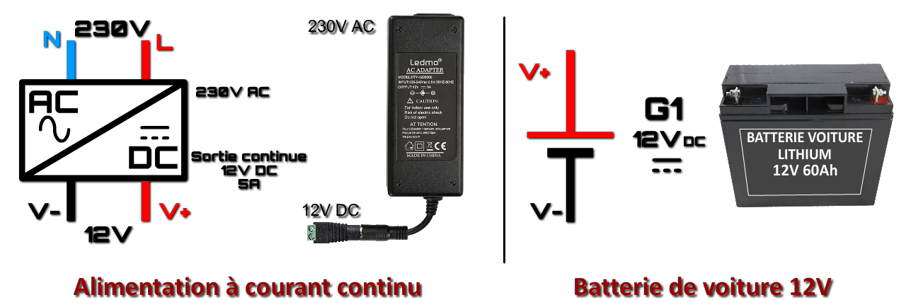 alimentation redressée 12V alimentation à courant continu pour arduino
