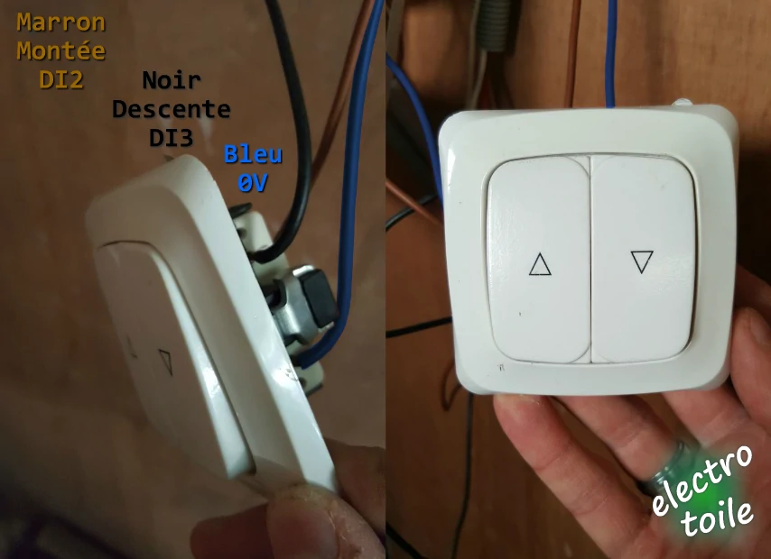 raccordement du double interrupteur pour ouvrir et fermer la porte du poulailler
