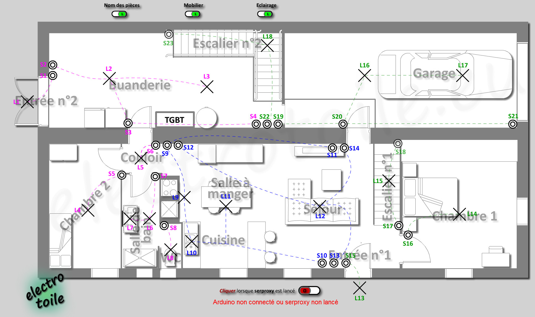 Pilotage de l'éclairage d'une maison sous flash et Arduino