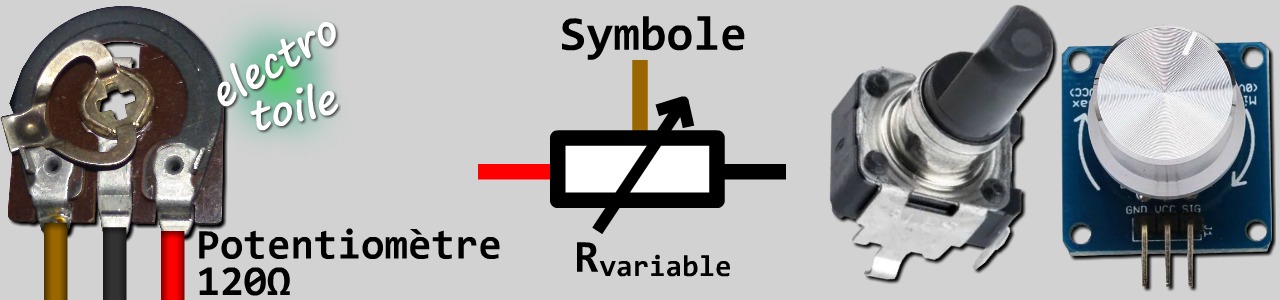 Utilisation d'un potentiomètre linéaire rotatif pour faire varier une valeur analogique et pour la variation de vitesse du moteur