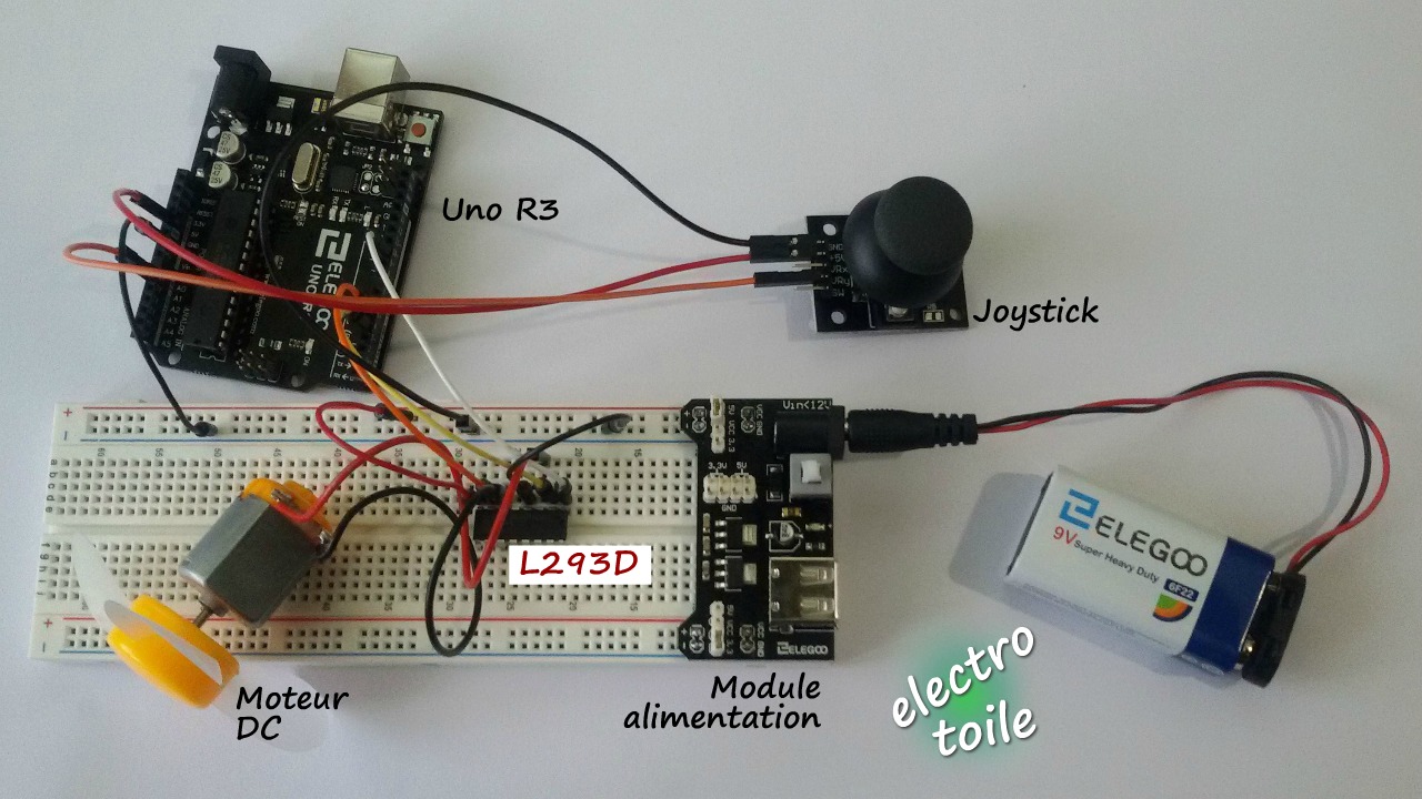 Variation de vitesse moteur à courant continu avec arduino et joystick dual-axis