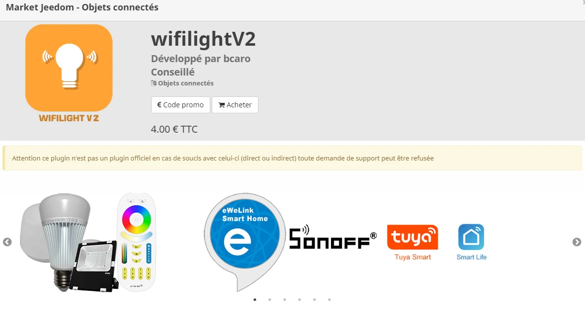 Plugin Wifilight v2 sous Jeedom