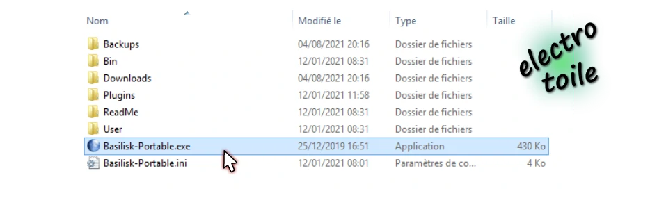 démarrer le navigateur Web Basilisk avec Player Flash