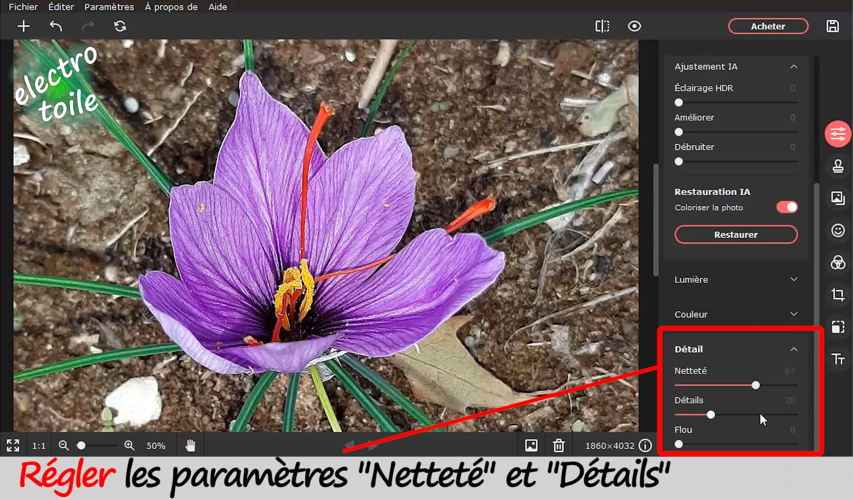 Pour améliorer la netteté d'image, il faut déterminer les bons réglages