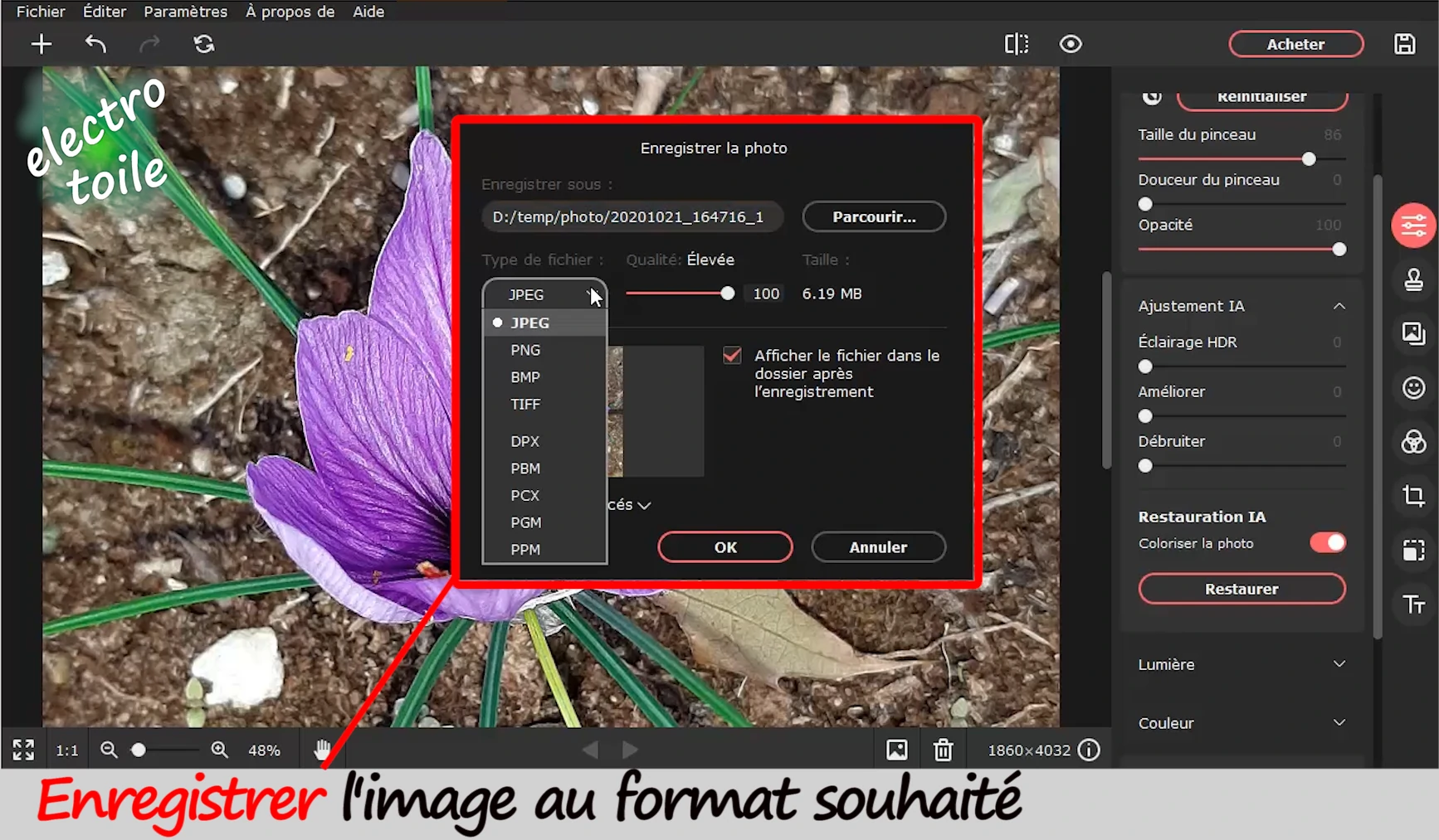 Enregistrer l'image que vous aurez modifié