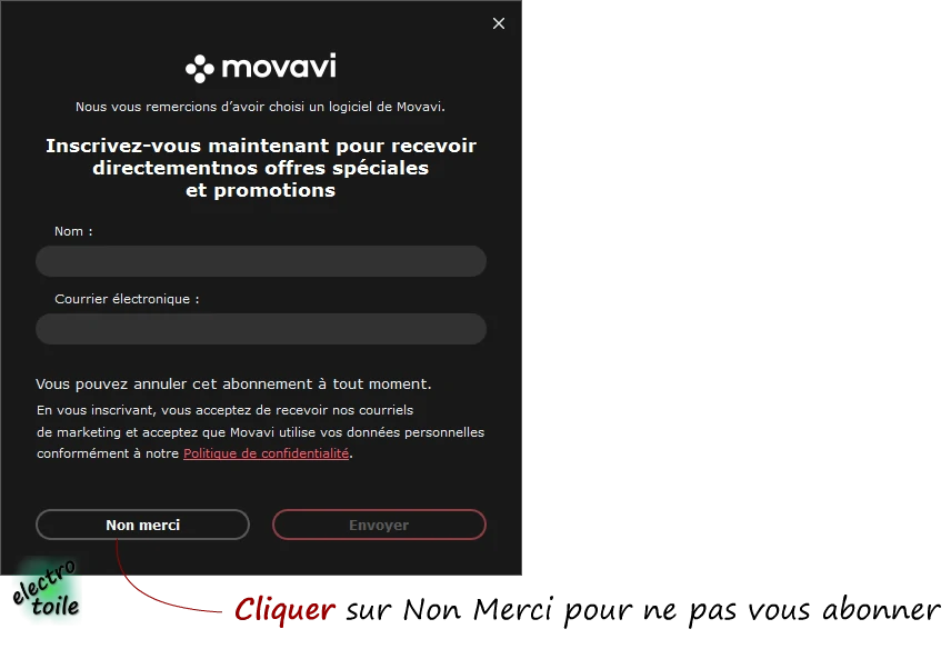 Ne pas vous abonner cliquer sur non merci