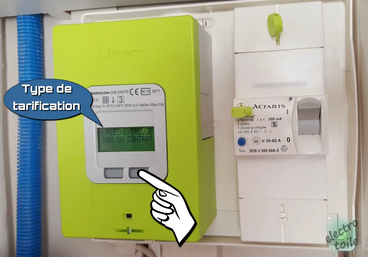 trouver le type de tarification sur le compteur linky