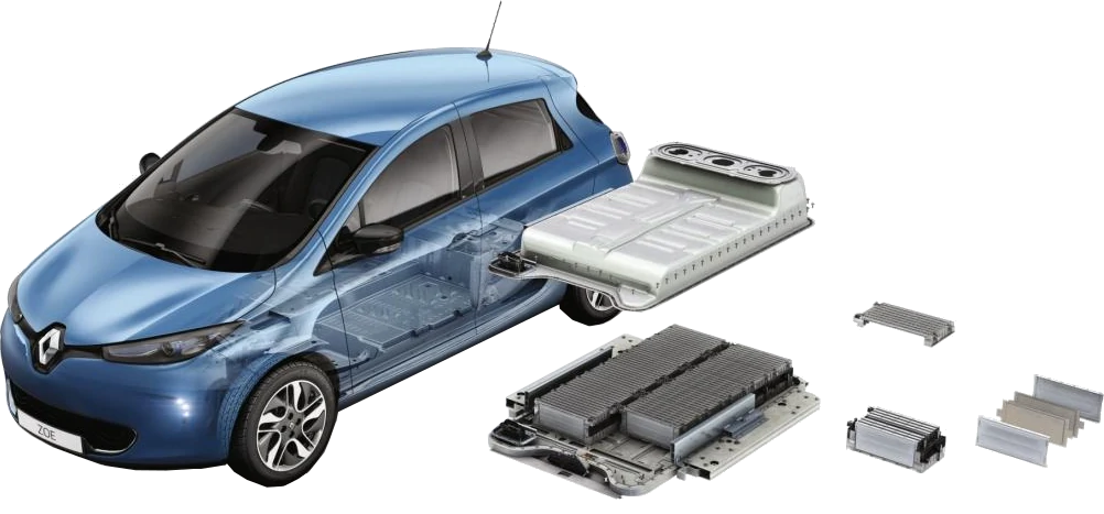 vue de la batterie composant la voiture électrique Renault Zoé