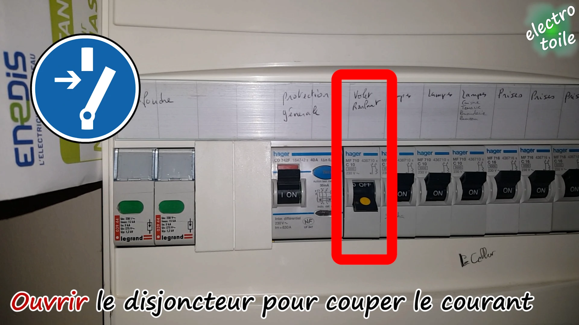 Mise hors tension du circuit volet roulant électrique