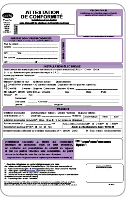 consuel attestation de conformité violette