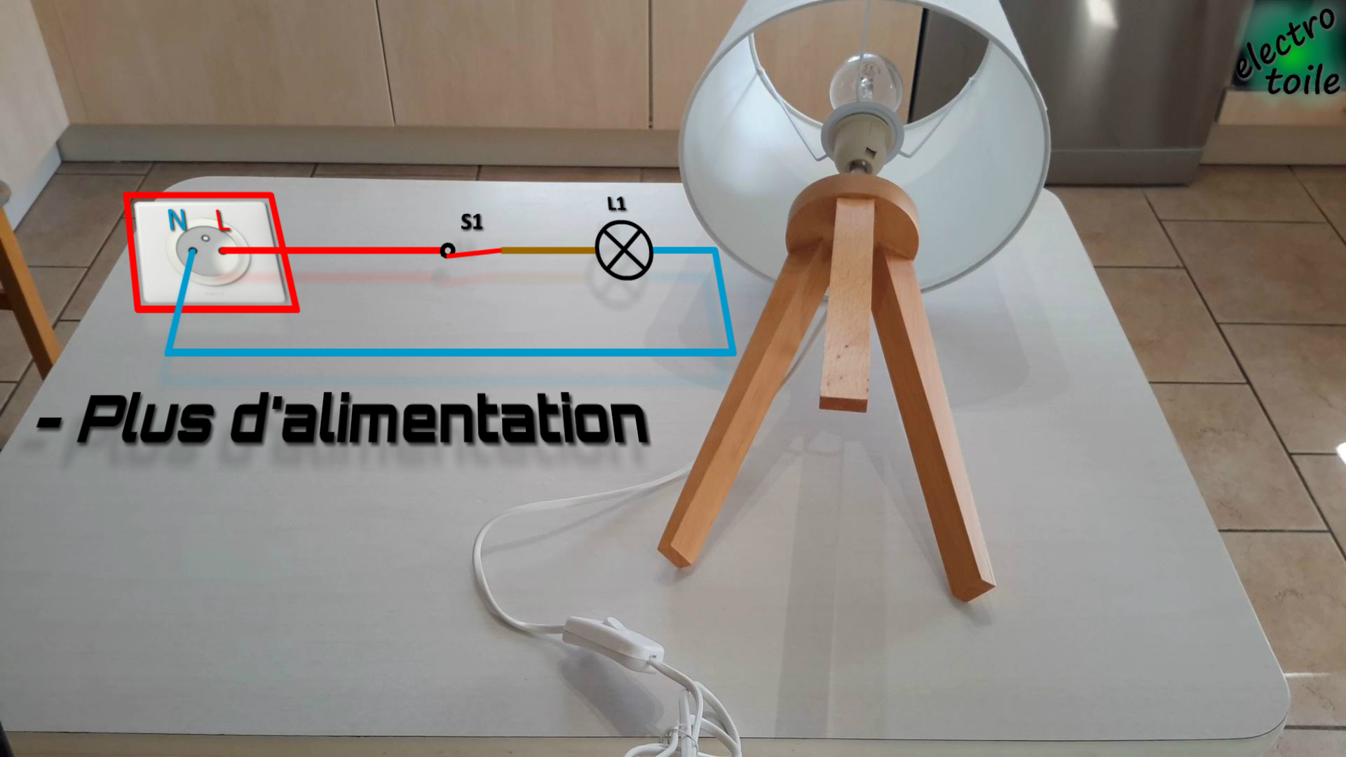 l'alimentation de la lampe de chevet est hors service
