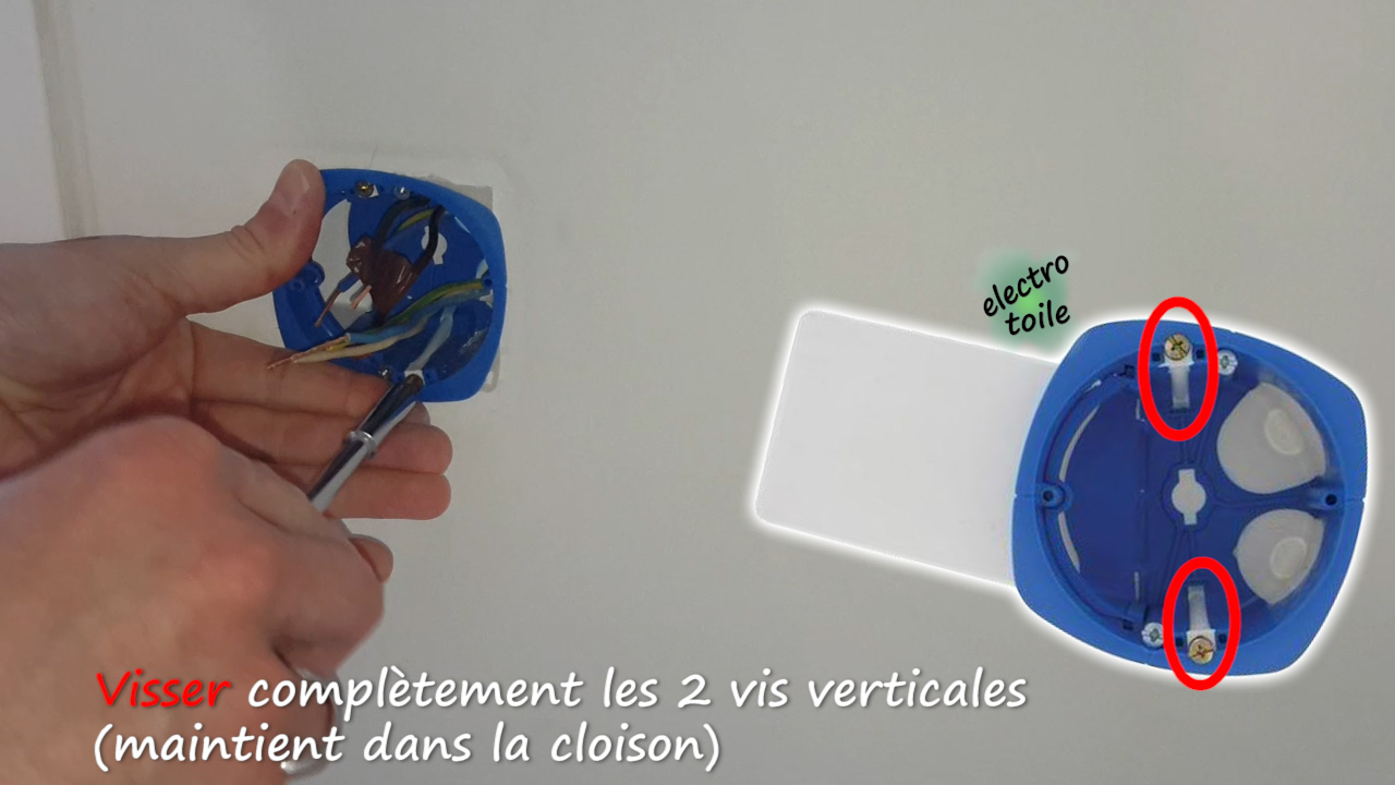 Fixation de la boîte d'encastrement contre la cloison