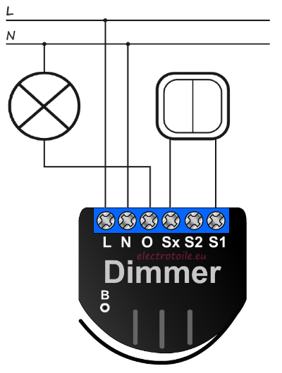 raccordement d'un dimmer FGD211 Fibaro avec Neutre avec un interrupteur double