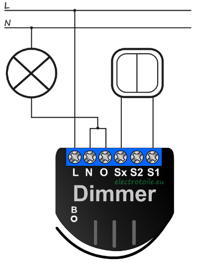 raccordement d'un dimmer FGD211 Fibaro sans Neutre avec un interrupteur double