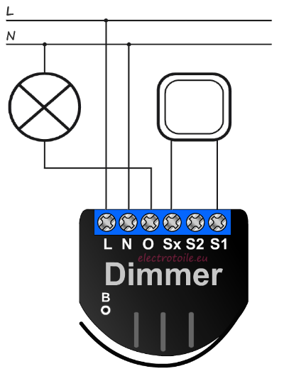 raccordement d'un dimmer FGD211 Fibaro avec Neutre avec un interrupteur simple