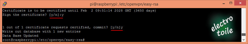 Génération clé avec mot de passe client OpenVPN