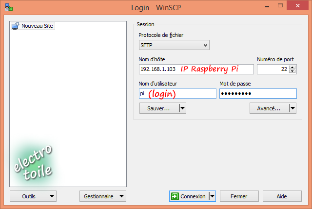 connexion WinSCP connexion WinSCP